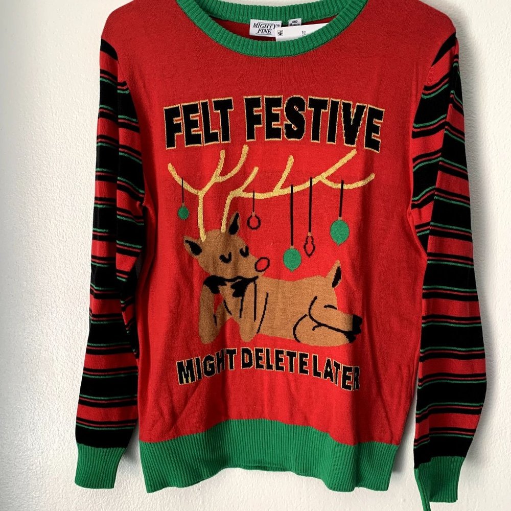 BIG GIRLS FELT FESTIVE UGGLY‎ SWEATER SIZE M